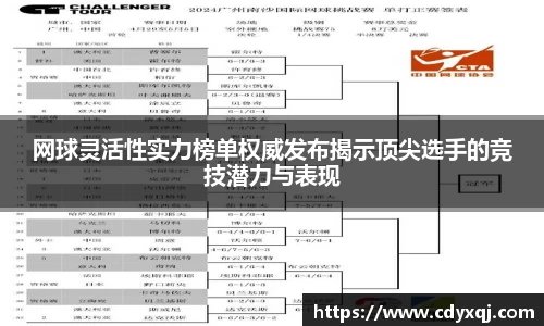 网球灵活性实力榜单权威发布揭示顶尖选手的竞技潜力与表现